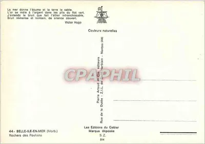 Belle-Île-en-Mer — Rochos dos Poulains — Les Éditions du Gabier — Verso