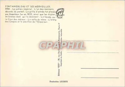 Fontainebleau — Palast des Kaisers, Eingangstor, Thronsaal, Teich — Editions Guy — Rückseite