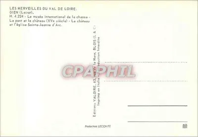 Gien — Museu internacional da caça, ponte e castelo, igreja de Santa Joana d'Arc — Edições LECONTE — Verso