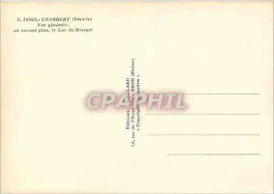 Chambery (Savoie) — Vue générale en second plan, le Lac du Bourget — Éditions CELLARD — Rewers