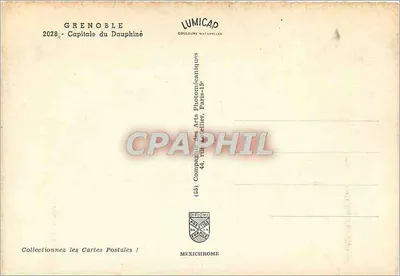 Pamiątka z Grenoble — z orzechami i widokem mostu — wydawca IRIS — Rewers