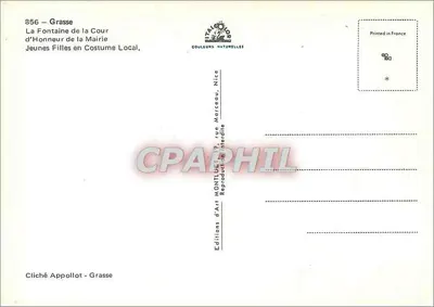 Grasse — Fontanna Miejska — Młode Kobiety w Lokalnym Strój — Éditions d'Art Montillet, Nice — Rewers