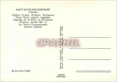 Saint-Savin-sur-Gartempe — Krypta kościoła, malowidło murowe z XI wieku — Service Commercial Monts Historiques Alexandre III - Paryż — Rewers