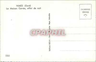 Nîmes (Gard) — Dom Kwadratowy, efekt nocy — Wydawnictwo Rella, n° 2563 — Rewers