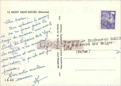 Monte Saint-Michel — vista panorâmica — Les Editions d'Art, n° 0101 — Verso