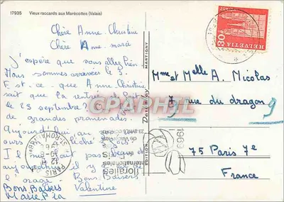 Stare raccards w Marécottes (Valais) — wydawnictwo międzynarodowe kwiatów — nr 17935 — Rewers