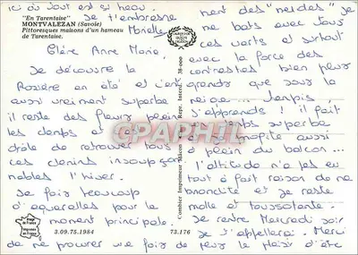 Vila de Tarentaise — casas pitorescas de um lugarejo — Imprensa Francesa — Verso