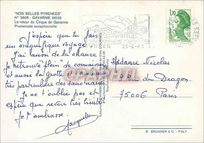 El retorno del Cirque de Gavarnie — N° 5605 — Ediciones CHAMBOURG & C. - ITALY — Reverso
