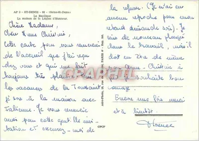 Bazylika Legii Honorowej w Saint-Denis — wydawca Aero-Photo, Paryż — Rewers