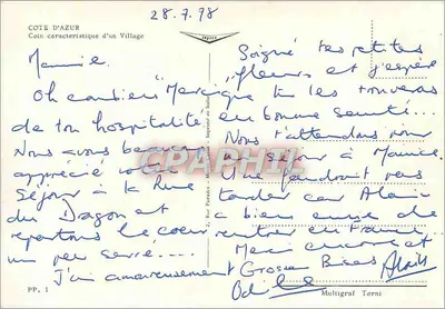 Canto característico de um Village — Côte d'Azur — editor Sépico, n° PP. 1 — Verso