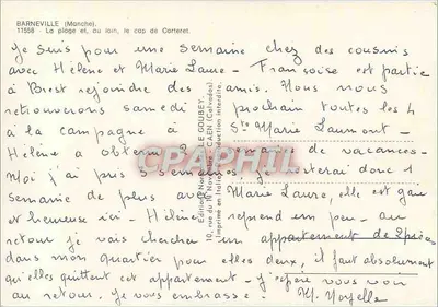 Barneville (Manche) — A praia e, ao longe, o cabo de Carteret — Emy — Verso