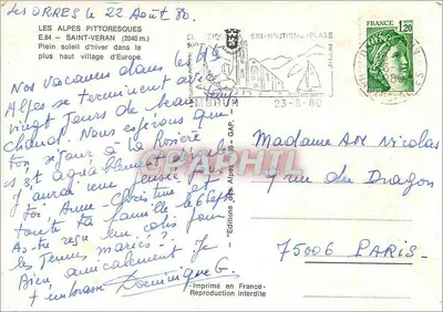 Les Orres — As Alpes Pitorescas — Edições das Alpes — Verso