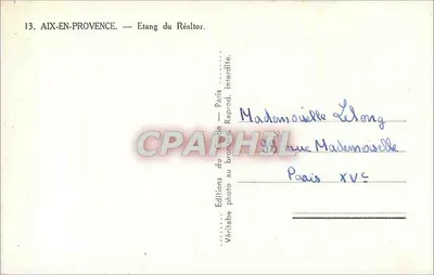 Aix-en-Provence — Het Réaltormeer — Edities van het Globe, Parijs — Achterkant