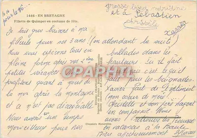 Niña de Quimper en traje de fiesta — Editor: Château d'Éditions, París, n° 1446 — Reverso