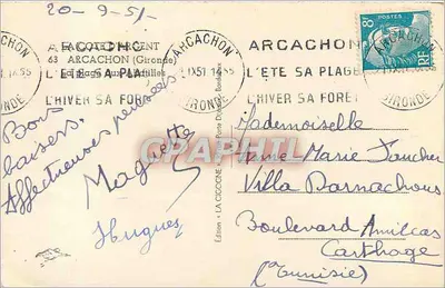 Arcachon — plaża letnia — Wydawnictwo « La Cigogne » — Rewers
