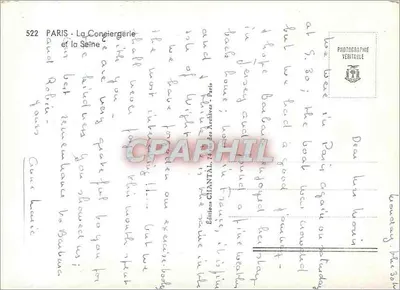 Paryż — Konciergeria i Seina — Wydawnictwo Chantal, nr 522 — Rewers