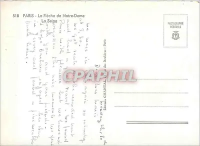 Paryż - Strzała Świętego Piotra — rzeka Seina — Édition Chantal, n° 518 — Rewers