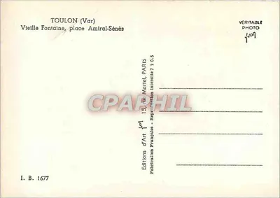 Toulon (Var) — Stara fontanna, plac Amiral-Sénés — Wydawnictwo Sztuki, Paryż — Rewers