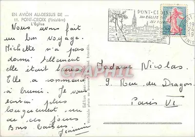 Ponte Croix — Vista aerea della chiesa — Edizione Jean-Aubert, Interdit — Verso