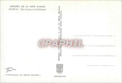Poissons et homard — Côte d'Azur — Éditions « La Grigna » — Verso