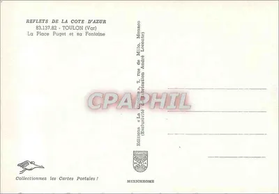 Plaza Puget y su Fuente — Toulon (Var) — Ediciones Diplôme — Reverso