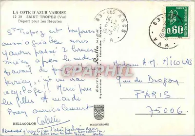 Saint-Tropez — Porto com barcos a vela — Rella, Edições Rella — Verso