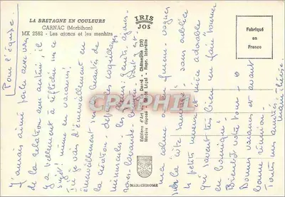 Carnac (Morbihan) — Menhiry i ajonki — Wydawnictwo Art IRIS JOS — Rewers