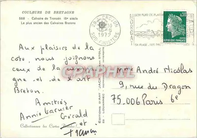 Calvário de Tronoën — 15º século — Edições d'Art 'Jack' n°568 — Verso