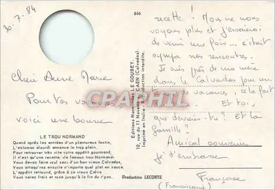 O famoso Trou Normand — Emy — Verso