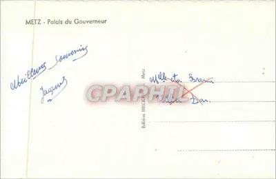 Metz - Pałac Rządu — wydawca Prillot, numer seryjny nie widoczny — Rewers
