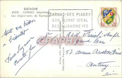 Os alinhamentos de Kermario — Carnac, Morbihan — Edições de Arte JOS, Carnac — Verso