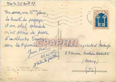 Los Picos de los Tres Condes y el Vialard — Tarjeta postal antigua — APA — Reverso