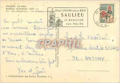 Saulieu (C.-d'Or) — Bazylika św. Andoche, kapitel Centaura — Combière Imp. (C.I.) — Rewers