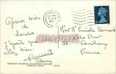 Sargento baterista dos Coldstream Guards — Castelo de Windsor — editor PT7122 — Verso