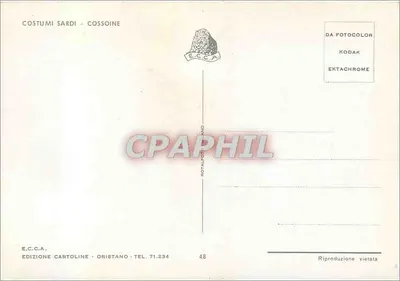 Sardische Kleidung in Cossoine — Ausgabe E.C.C.A. — n°48 — Rückseite