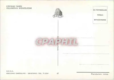 Donna in abito sardo con editore E.C.C.A. - Villanova Monteleone — Verso