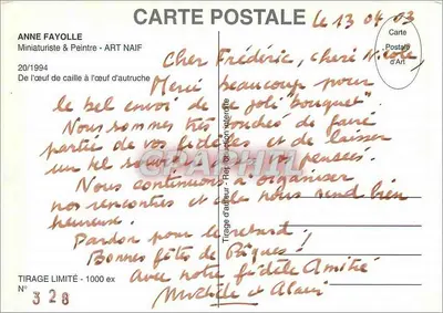 Malowane ręcznie jajka kury — Miniaturzysta i Malarz ART NAIF — Wydanie ograniczone 1000 szt — Rewers
