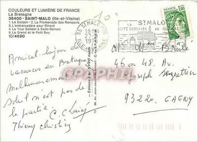 Saint-Malo — Vue du port, du Donjon, de la promenade et des plages — Éditions Jean-Jaurès-Acquillet — Verso