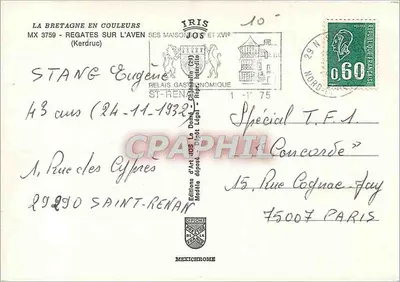 Regates-sur-l'Aven — Vista del porto e di una casa con tetto di paglia — Edizioni Jos — Verso
