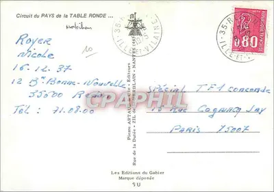 Pays de la Table Ronde — Karta pocztowa turystyczna — Wydawnictwo Gabier — Rewers