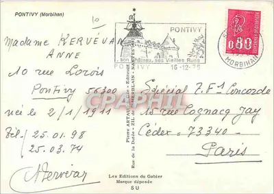 Pontivy — miasto średniowieczne i nowoczesne — Wydawnictwo Pierre Artaut — Rewers