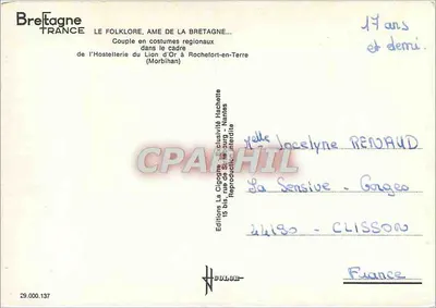 Coppie in abiti regionali — Bretagna — Edizioni La Cigogne — Verso