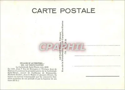 Catedral de São Pedro — Nantes — Editor Artaud Frères, n° 308 — Verso
