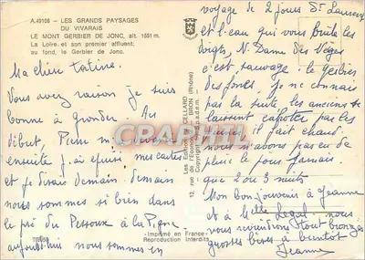 La Loire i jej pierwszy dopływ — Gerbier de Joncs — Wydawnictwo Cellard (Rhone) nr A.49108 — Rewers