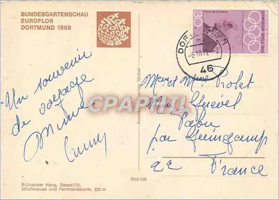 Berlin — Wieża telewizyjna w Berlinie — wydanie Bundespflanzenschau Euroflor 1969 — Rewers