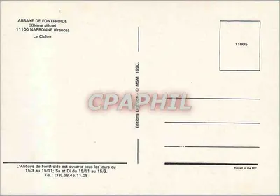Abbaye de Fontfroide — Klasztor — Éditions L'Abbaye, n° 11005 — Rewers