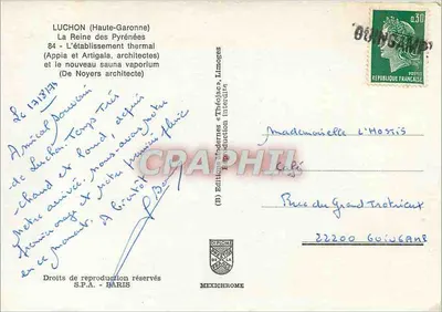 Luchon (Haute-Garonne) — Królowa Pireneusów — Zakład termalny i nowy parowicz — Wydawnictwo « Théoljac », Limoges — Rewers
