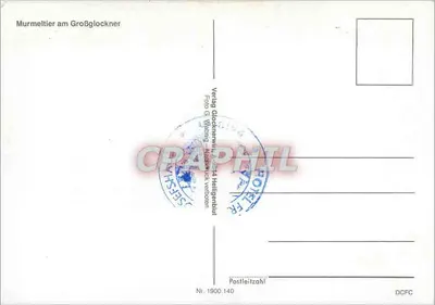 Marmotta al Großglockner — editore Verlag Glocknerwil, n° 1900 140 — Verso