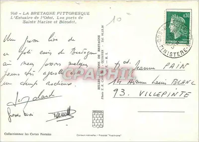 O estuário do Odet, os portos de Sainte-Marine e Bénodet — Belas Cartas de Bretanha, n°940 — Verso