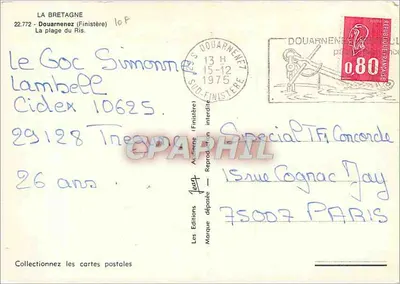 A praia do Ris — Douarnenez (Finistère) — Les Editions Finistère, n° 22.772 — Verso